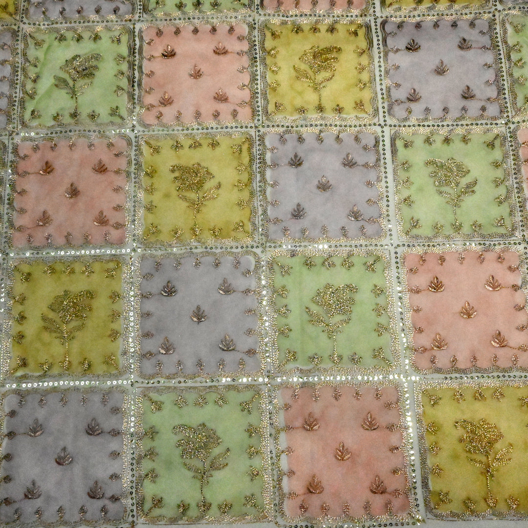 Organza Position Print with Zari & Sequins Embroidery