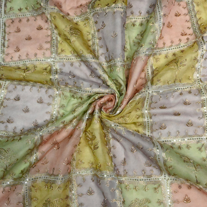 Organza Position Print with Zari & Sequins Embroidery