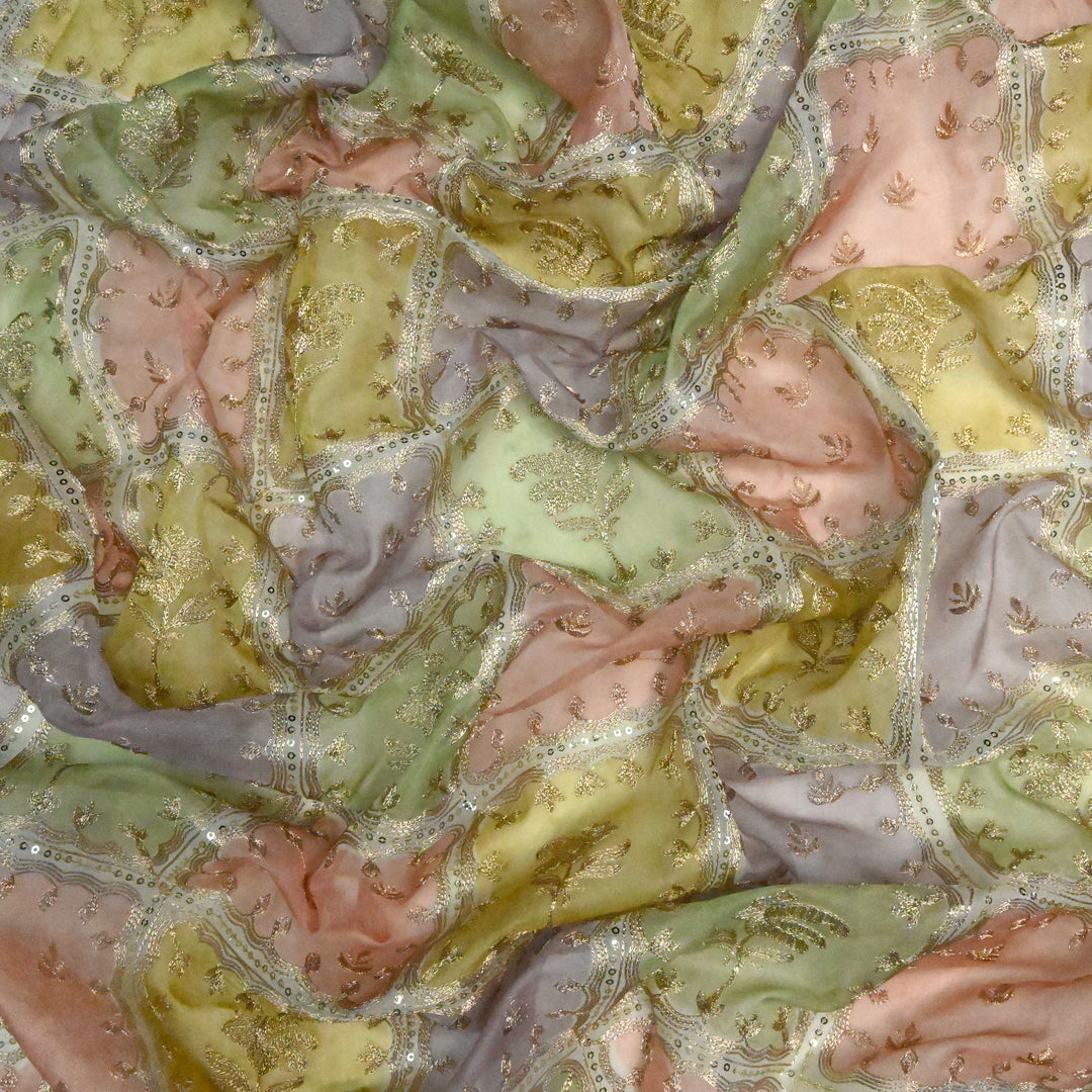 Organza Position Print with Zari & Sequins Embroidery
