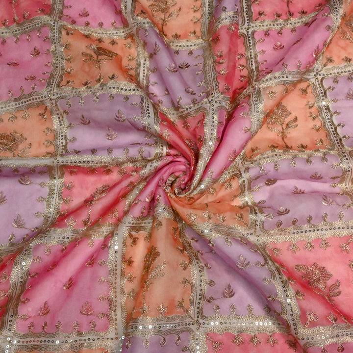 Organza Position Print Zari & Sequins Embroidery