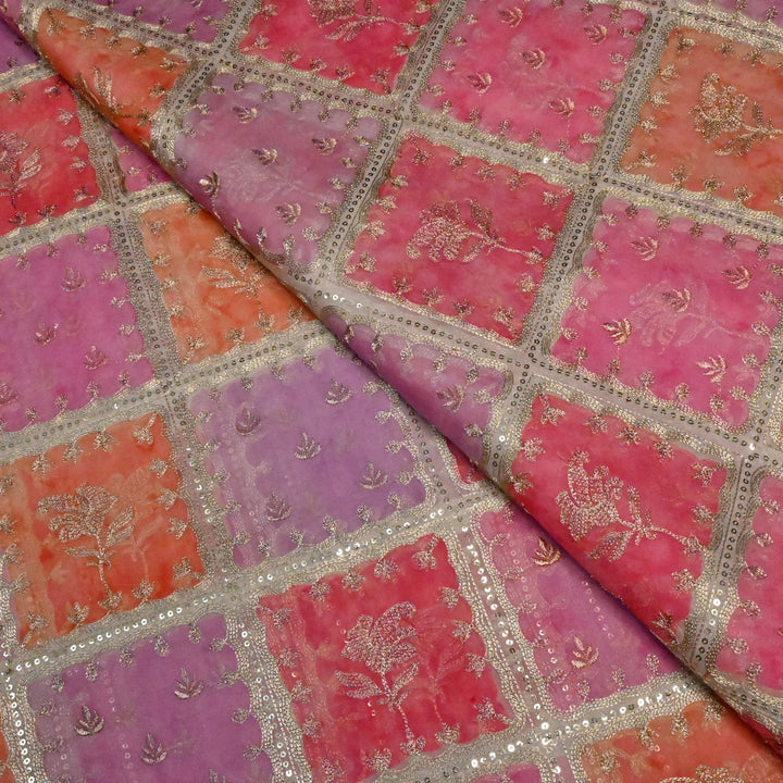 Organza Position Print Zari & Sequins Embroidery