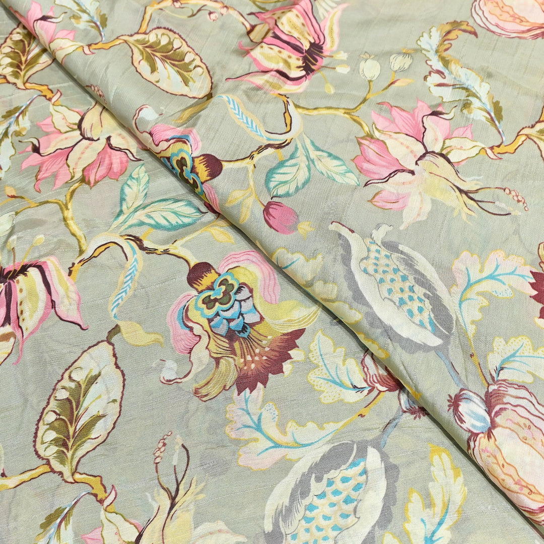 Dupion Silk Digital Print Fabric – Luxury Designer Silk Print Fabric CH1225-8