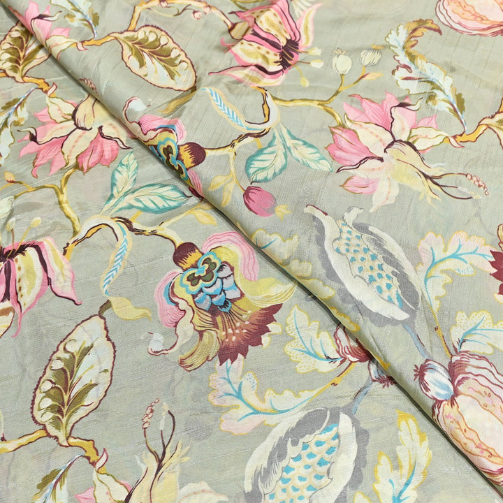 Dupion Silk Digital Print Fabric – Luxury Designer Silk Print Fabric CH1225-8