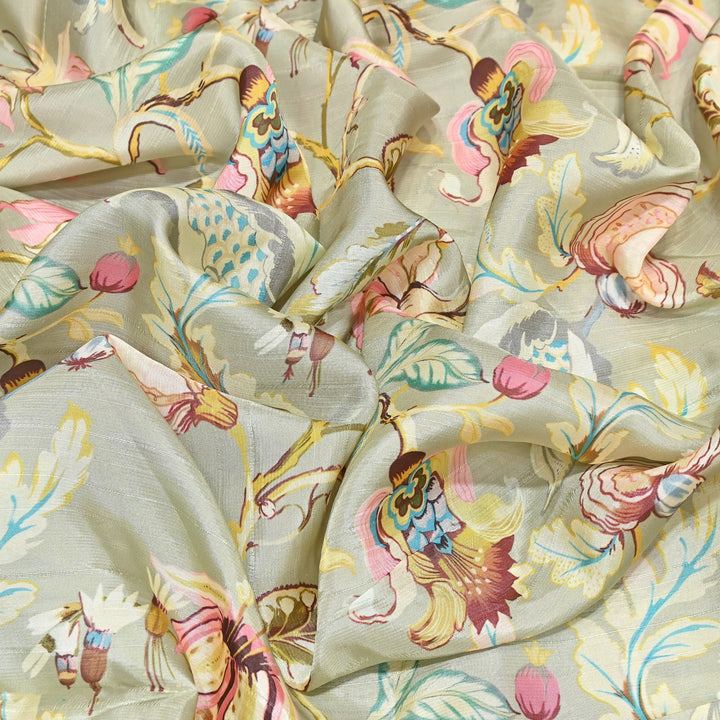 Dupion Silk Digital Print Fabric – Luxury Designer Silk Print Fabric CH1225-8