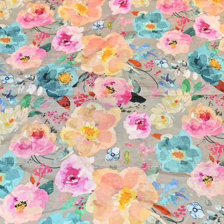 Dupion Silk Digital Print Fabric – Luxury Designer Silk Print Fabric CH1225-9