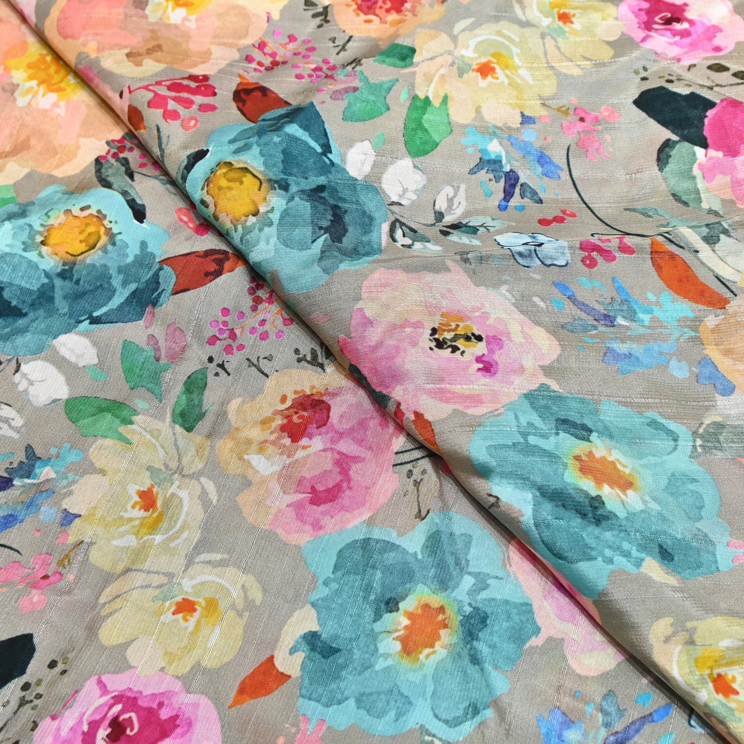 Dupion Silk Digital Print Fabric – Luxury Designer Silk Print Fabric CH1225-9