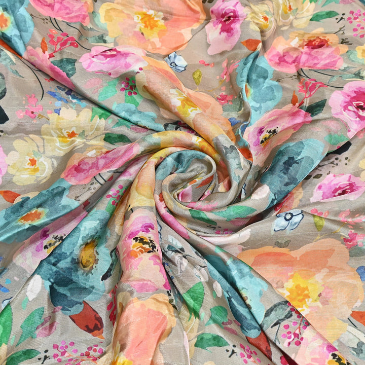Dupion Silk Digital Print Fabric – Luxury Designer Silk Print Fabric CH1225-9