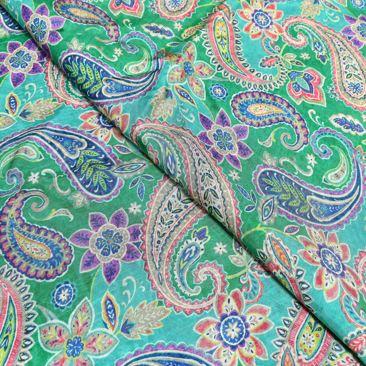 Dupion Silk Digital Print Fabric – Luxury Designer Silk Print Fabric CH1225-10