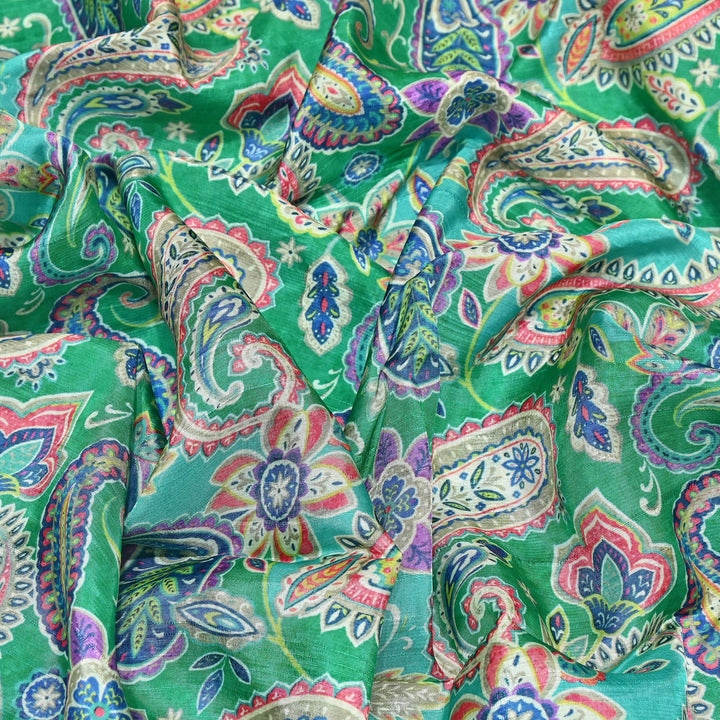 Dupion Silk Digital Print Fabric – Luxury Designer Silk Print Fabric CH1225-10