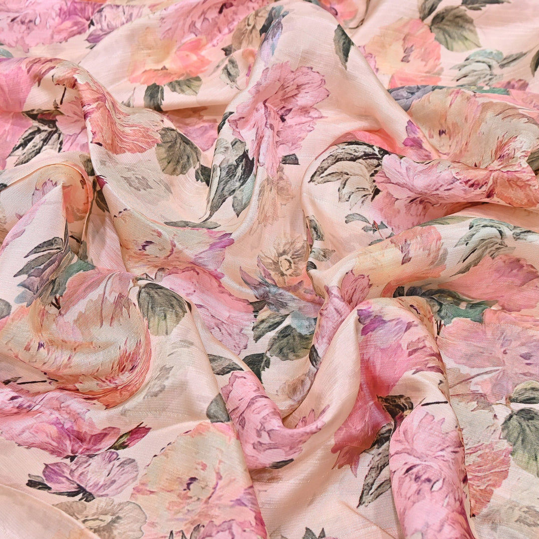 Dupion Silk Digital Print Fabric – Luxury Designer Silk Print Fabric CH1225-12