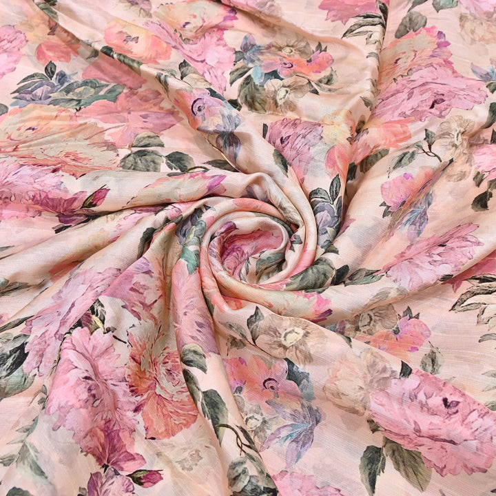 Dupion Silk Digital Print Fabric – Luxury Designer Silk Print Fabric CH1225-12