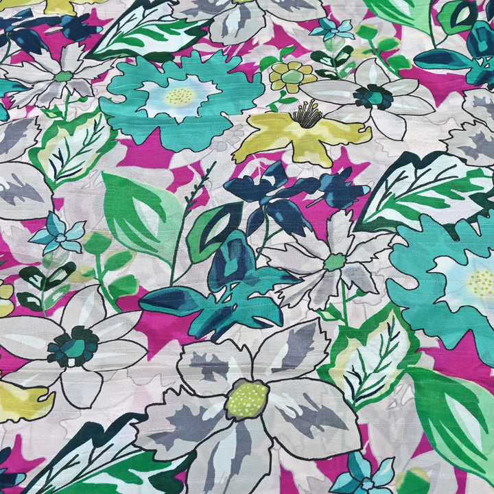 Dupion Silk Digital Print Fabric – Luxury Designer Silk Print Fabric CH1225-11