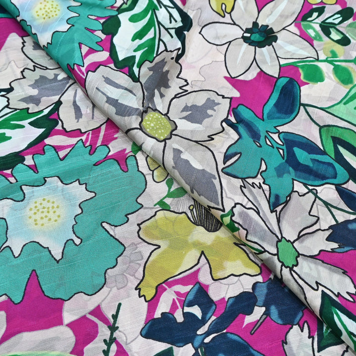 Dupion Silk Digital Print Fabric – Luxury Designer Silk Print Fabric CH1225-11