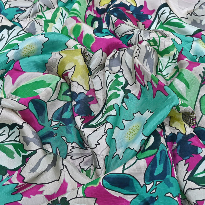 Dupion Silk Digital Print Fabric – Luxury Designer Silk Print Fabric CH1225-11