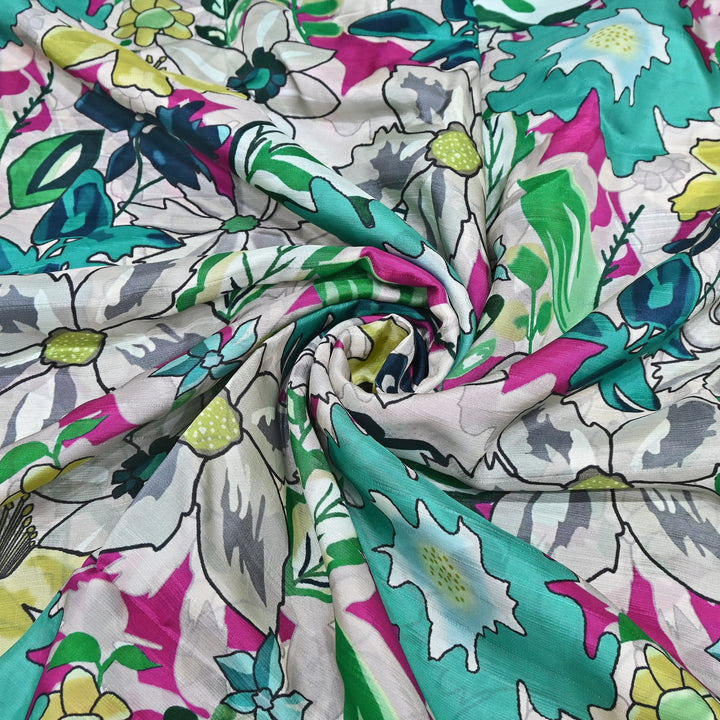 Dupion Silk Digital Print Fabric – Luxury Designer Silk Print Fabric CH1225-11