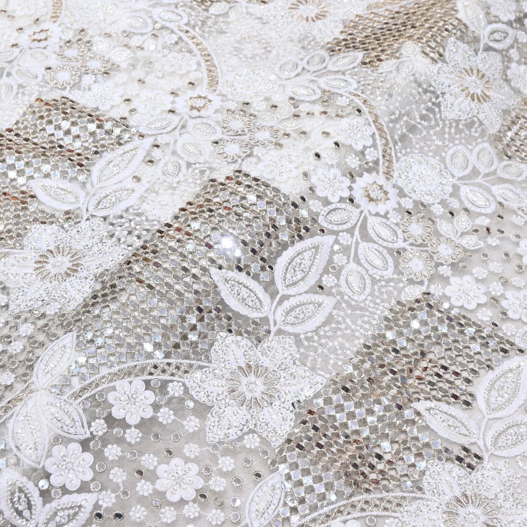 Net Mirror Sequins Embroidery Fabric 54" | Designer Fabrics | EB00477-01