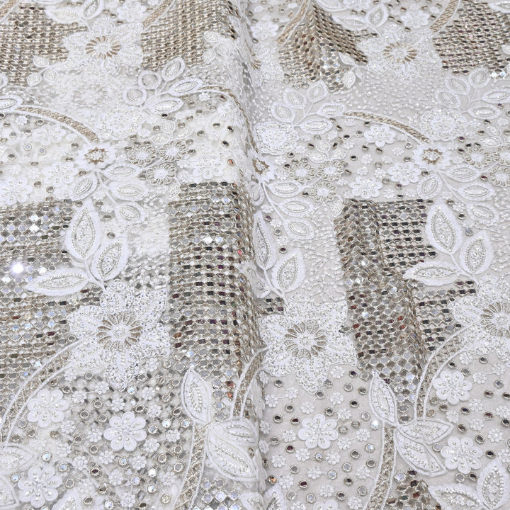 Net Mirror Sequins Embroidery Fabric 54" | Designer Fabrics | EB00477-01
