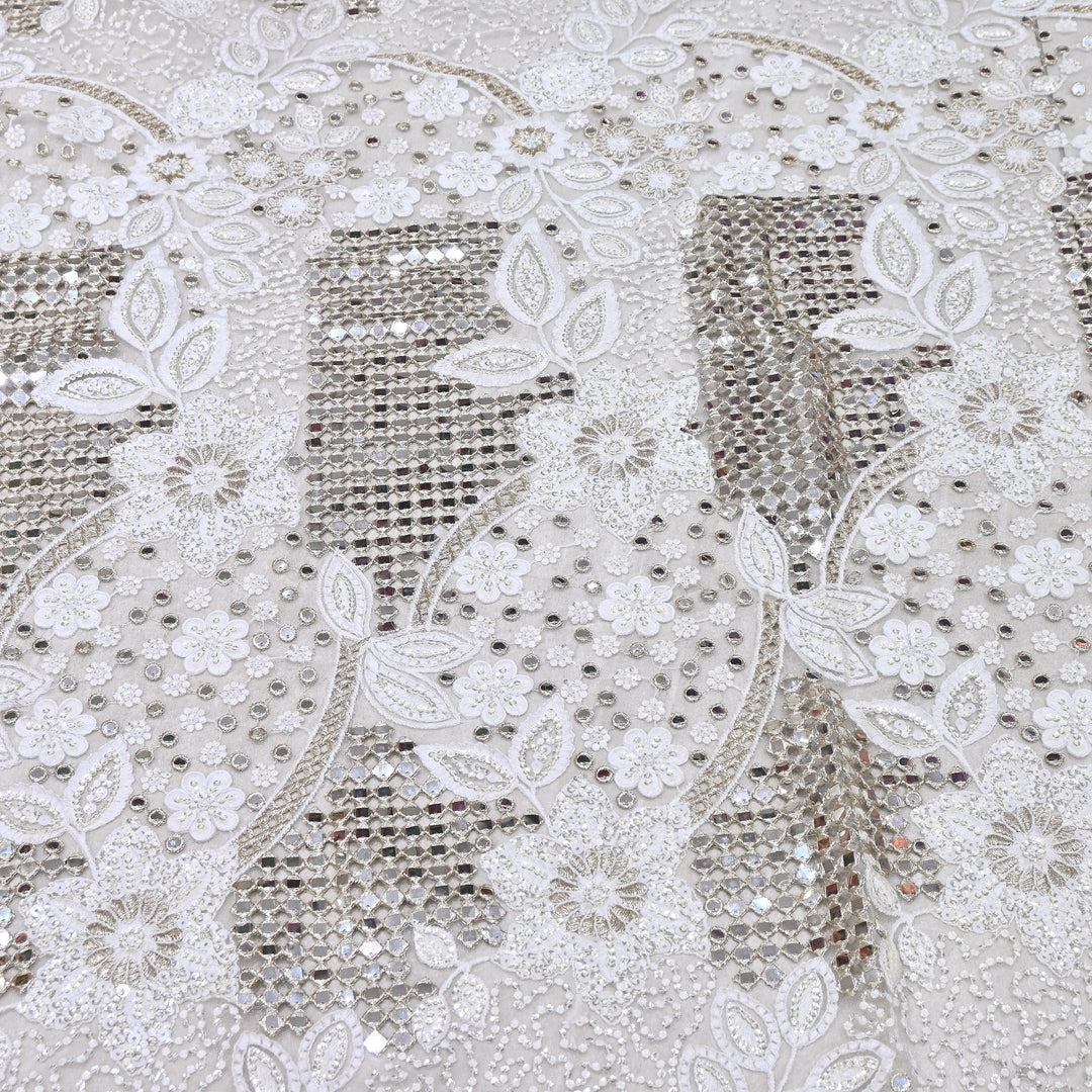 Net Mirror Sequins Embroidery Fabric 54" | Designer Fabrics | EB00477-01