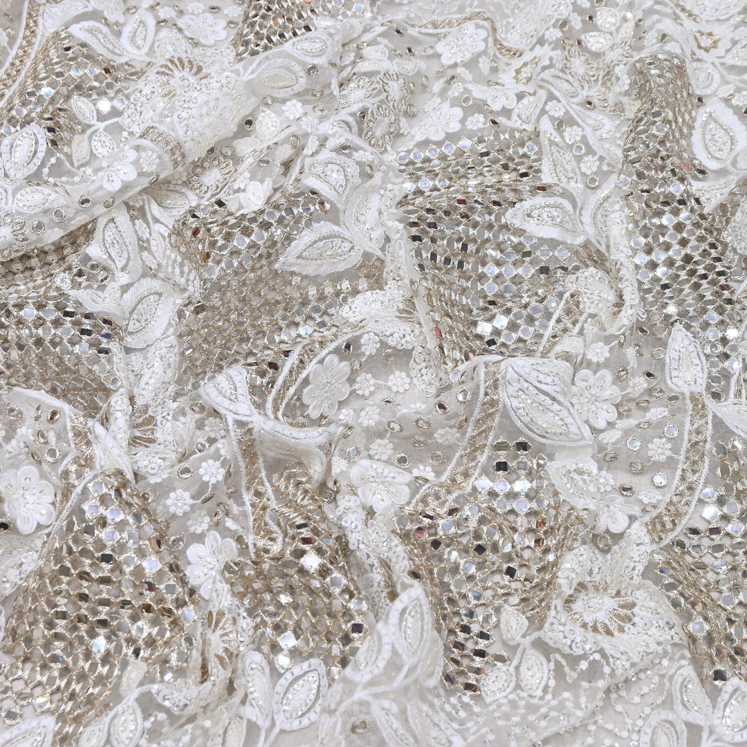 Net Mirror Sequins Embroidery Fabric 54" | Designer Fabrics | EB00477-01