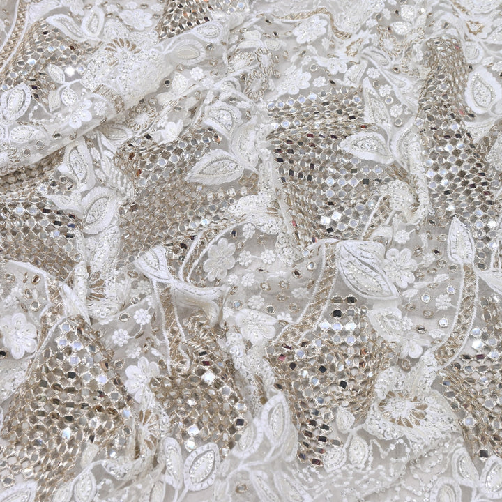 Net Mirror Sequins Embroidery Fabric 54" | Designer Fabrics | EB00477-01