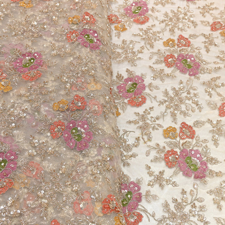 Net Moti & Sequins Embroidery Fabric 54" | Designer Fabrics | V2710C