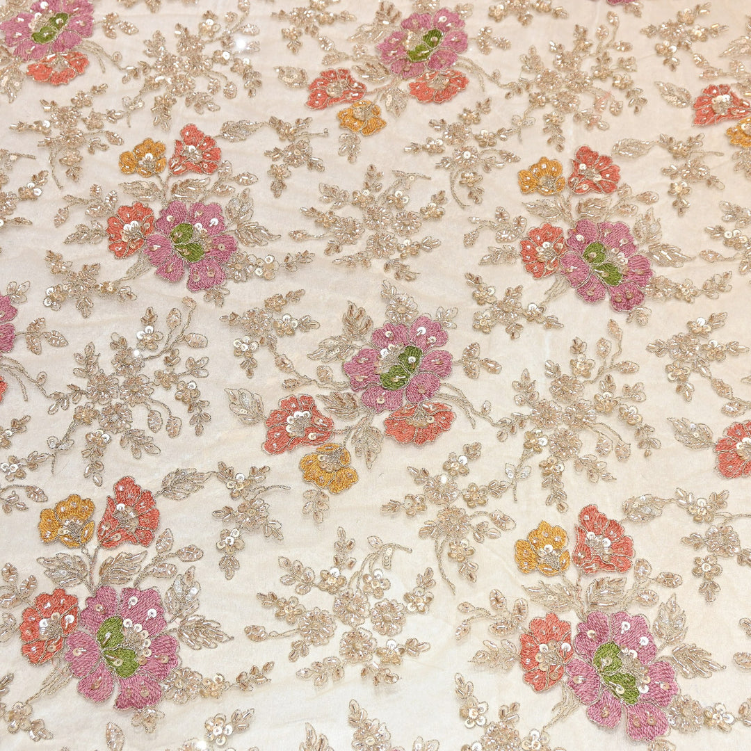 Net Moti & Sequins Embroidery Fabric 54" | Designer Fabrics | V2710C