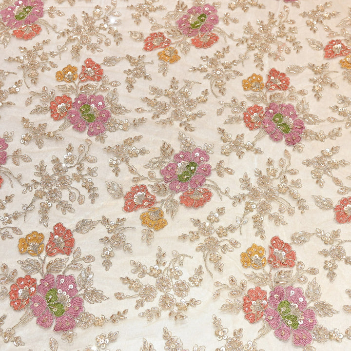 Net Moti & Sequins Embroidery Fabric 54" | Designer Fabrics | V2710C