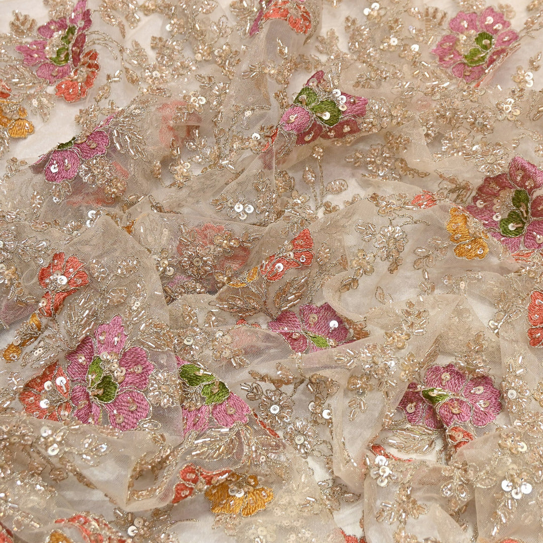 Net Moti & Sequins Embroidery Fabric 54" | Designer Fabrics | V2710C