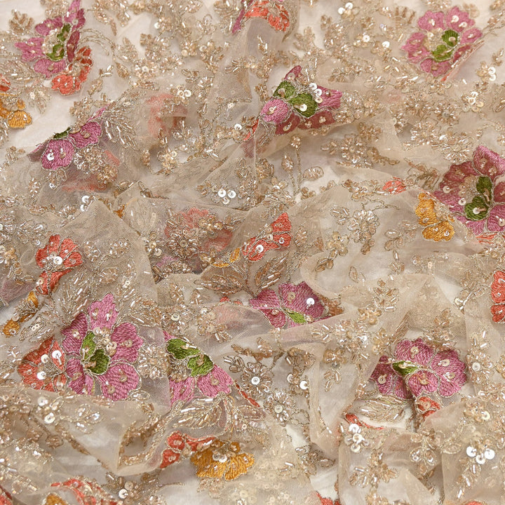 Net Moti & Sequins Embroidery Fabric 54" | Designer Fabrics | V2710C