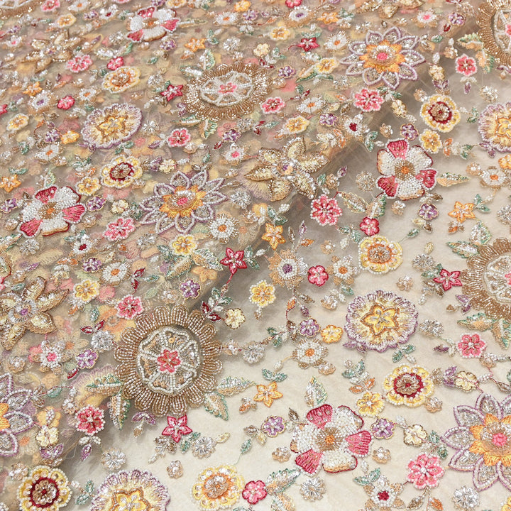 Net Moti & Sequins Embroidery Fabric 54" | Designer Fabrics | VI2771C