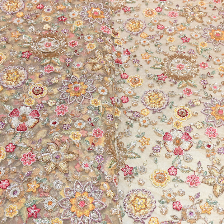 Net Moti & Sequins Embroidery Fabric 54" | Designer Fabrics | VI2771C