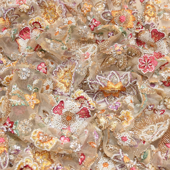 Net Moti & Sequins Embroidery Fabric 54" | Designer Fabrics | VI2771C