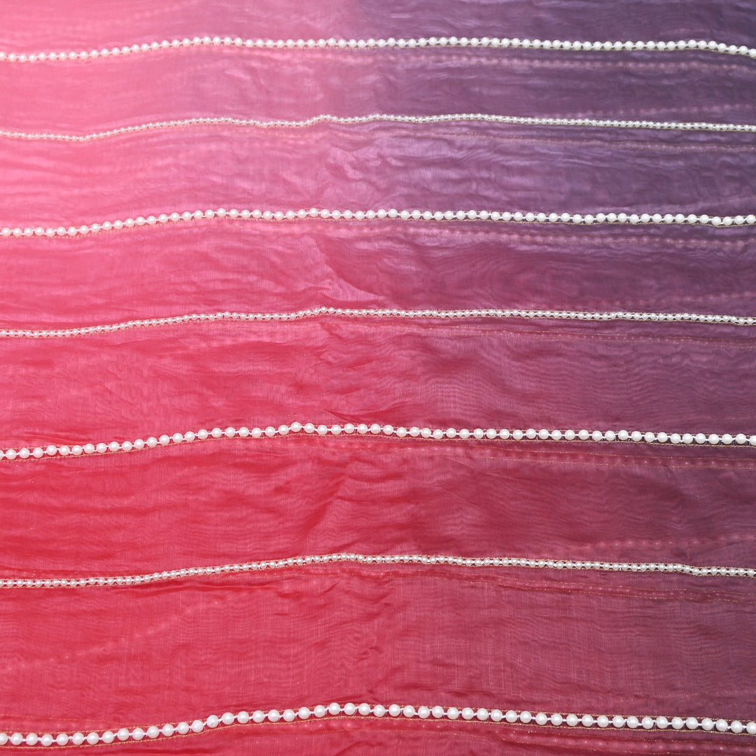 4D Shaded Silk Chanderi Moti Embroidery Fabric | Designer Fabric | ZA0855-01