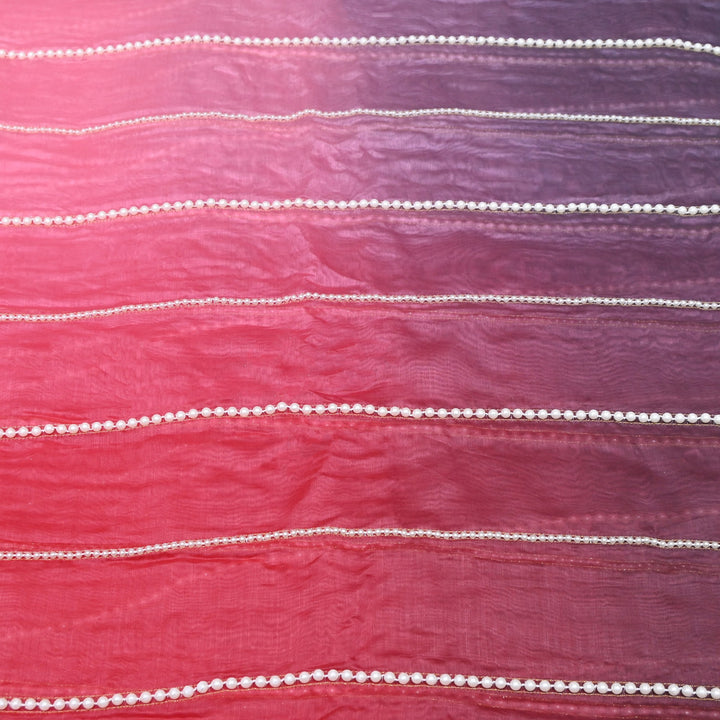 4D Shaded Silk Chanderi Moti Embroidery Fabric | Designer Fabric | ZA0855-01