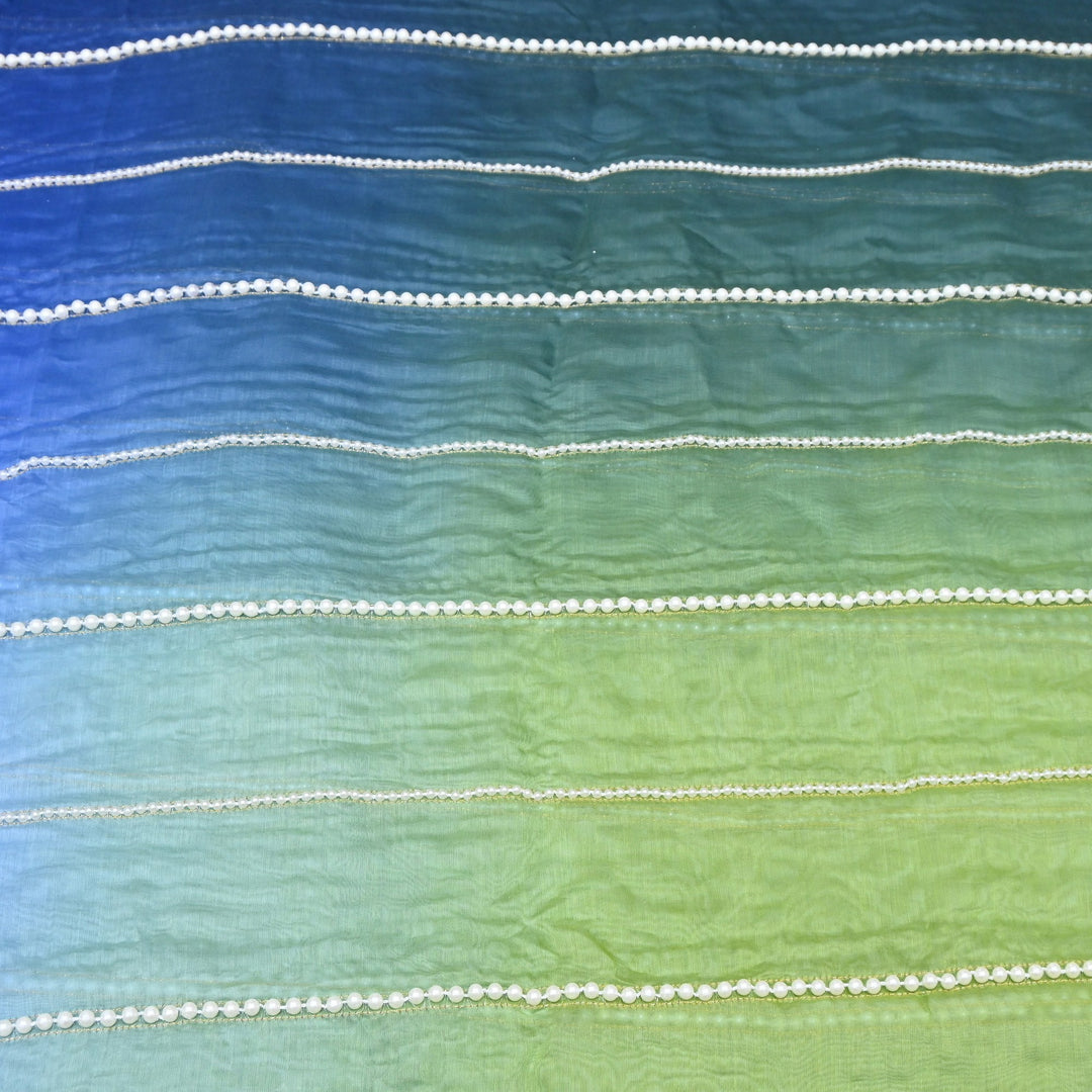 4D Shaded Silk Chanderi Moti Embroidery Fabric | Designer Fabric | ZA0855-02