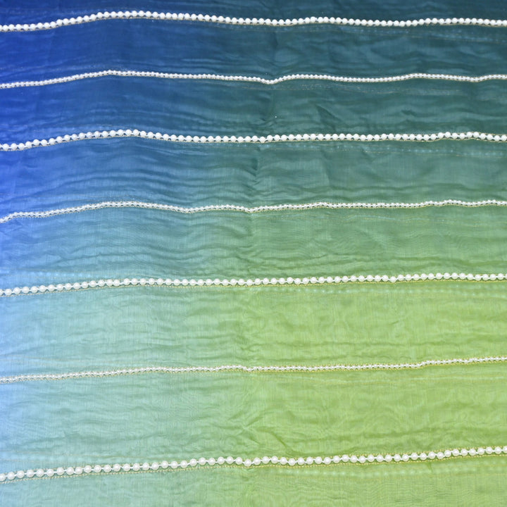 4D Shaded Silk Chanderi Moti Embroidery Fabric | Designer Fabric | ZA0855-02