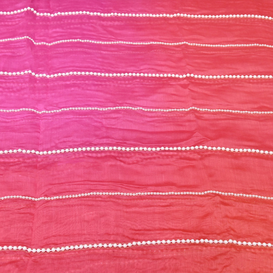 4D Shaded Silk Chanderi Moti Embroidery Fabric | Designer Fabric | ZA0855-03