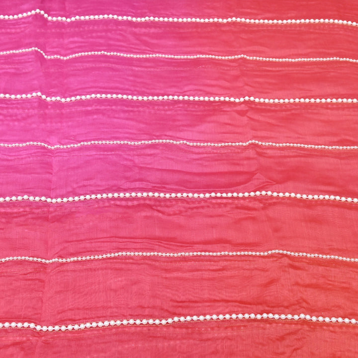 4D Shaded Silk Chanderi Moti Embroidery Fabric | Designer Fabric | ZA0855-03