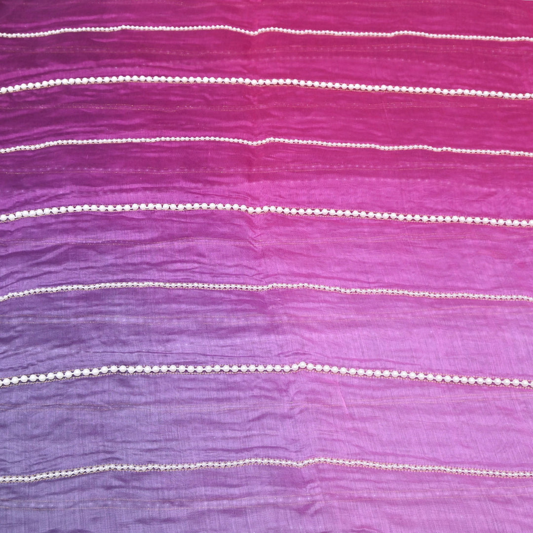 4D Shaded Silk Chanderi Moti Embroidery Fabric | Designer Fabric | ZA0855-04