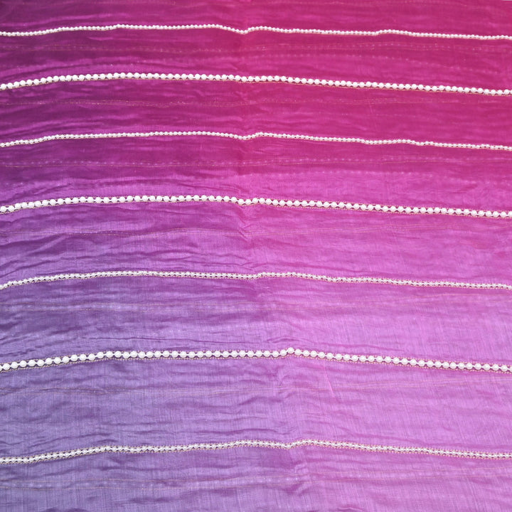 4D Shaded Silk Chanderi Moti Embroidery Fabric | Designer Fabric | ZA0855-04