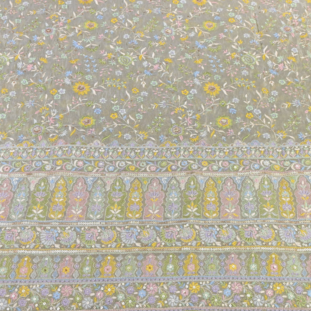 Tissue Zari & Sequins Embroidery Fabric 54" | Premium Designer Tissue Fabric | D24671