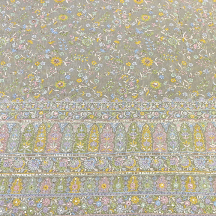 Tissue Zari & Sequins Embroidery Fabric 54" | Premium Designer Tissue Fabric | D24671