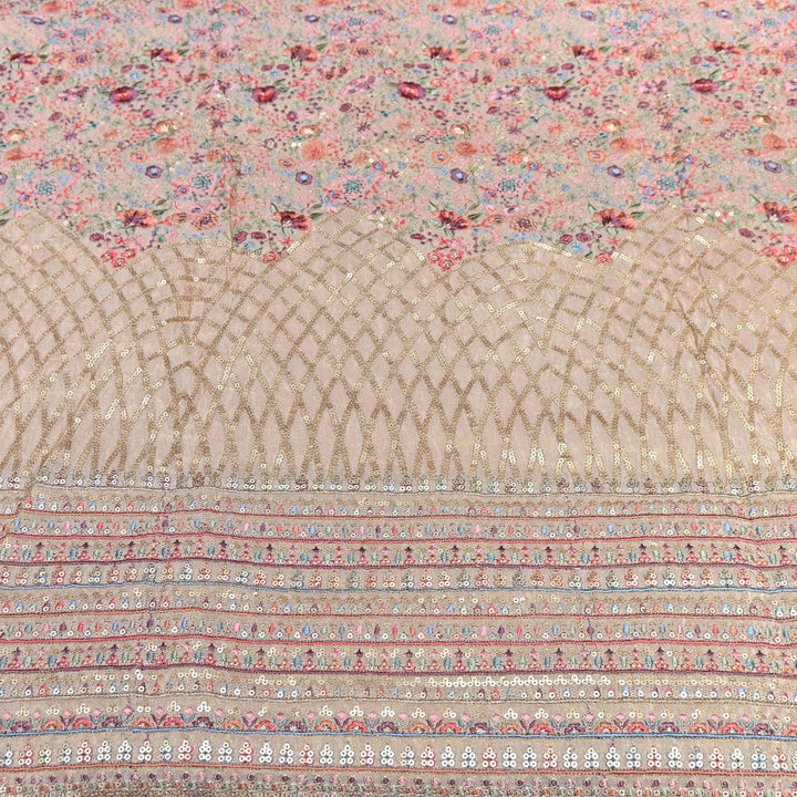 Tissue Zari & Sequins Embroidery Fabric 54" | Premium Designer Tissue Fabric | D24103