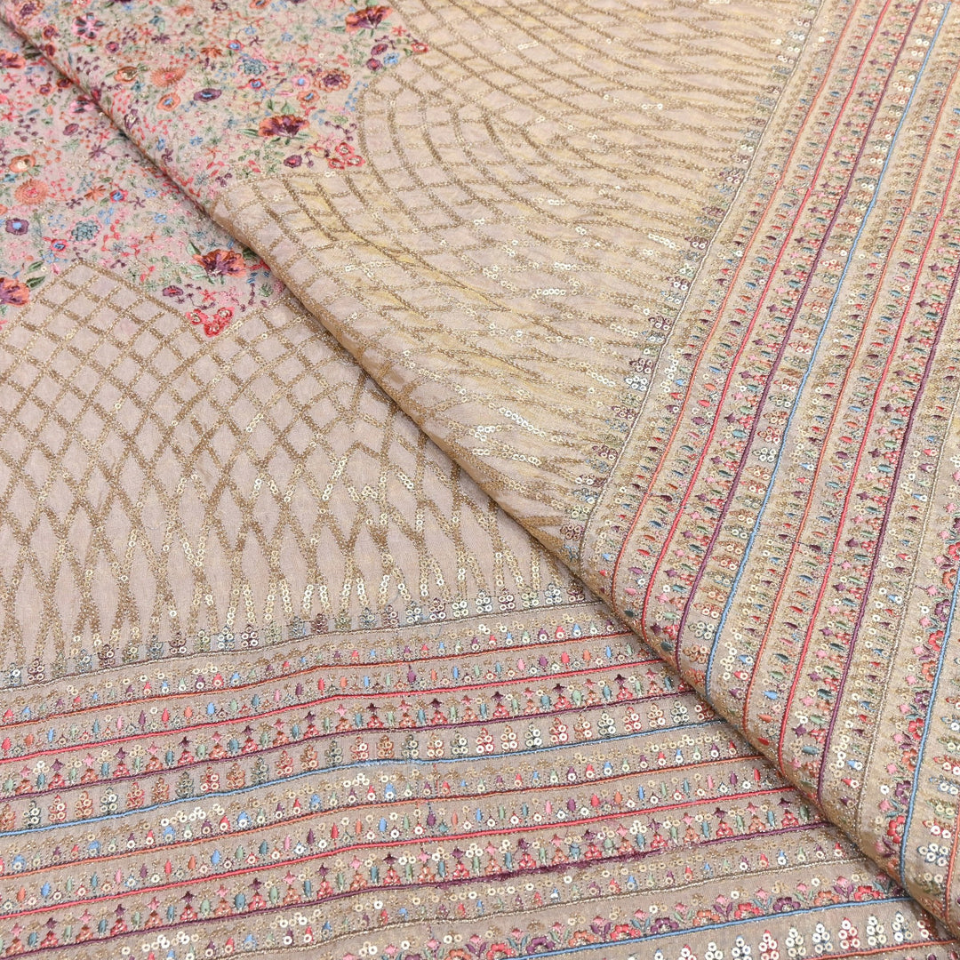Tissue Zari & Sequins Embroidery Fabric 54" | Premium Designer Tissue Fabric | D24103