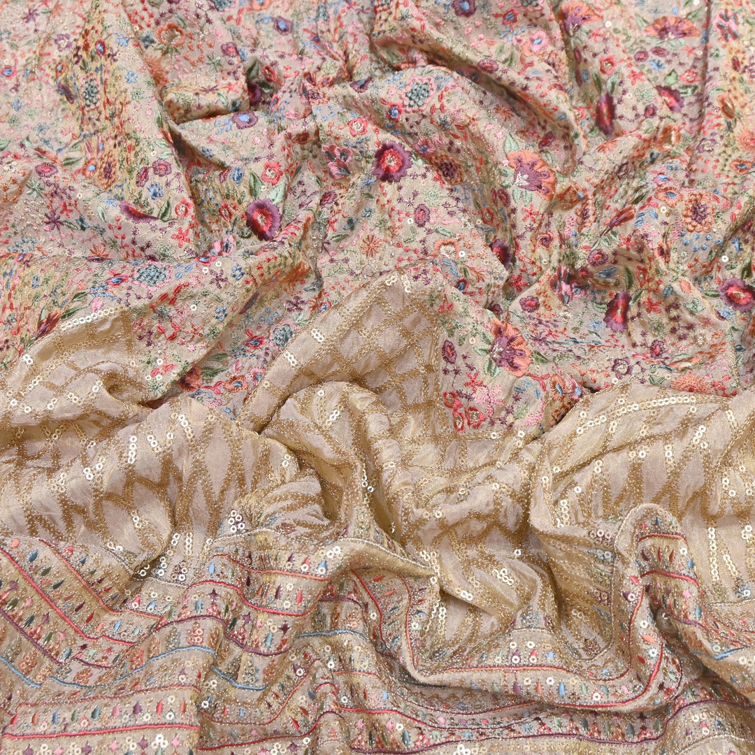 Tissue Zari & Sequins Embroidery Fabric 54" | Premium Designer Tissue Fabric | D24103