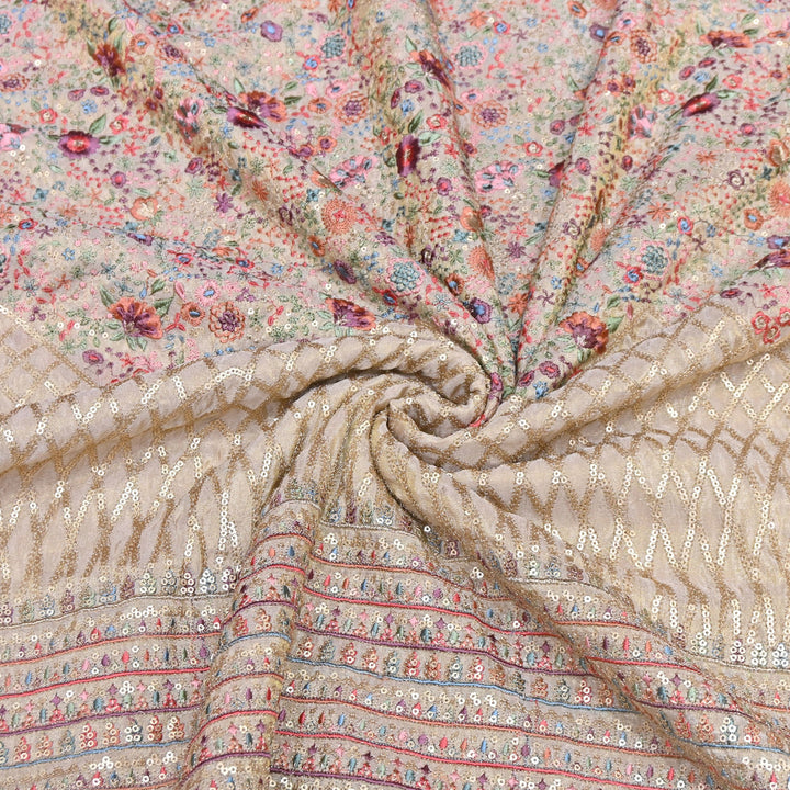 Tissue Zari & Sequins Embroidery Fabric 54" | Premium Designer Tissue Fabric | D24103