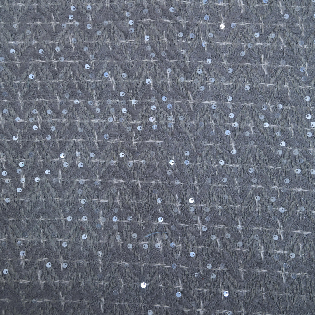 Medium Grey Tweed Fabric with Zari work | 39-50514