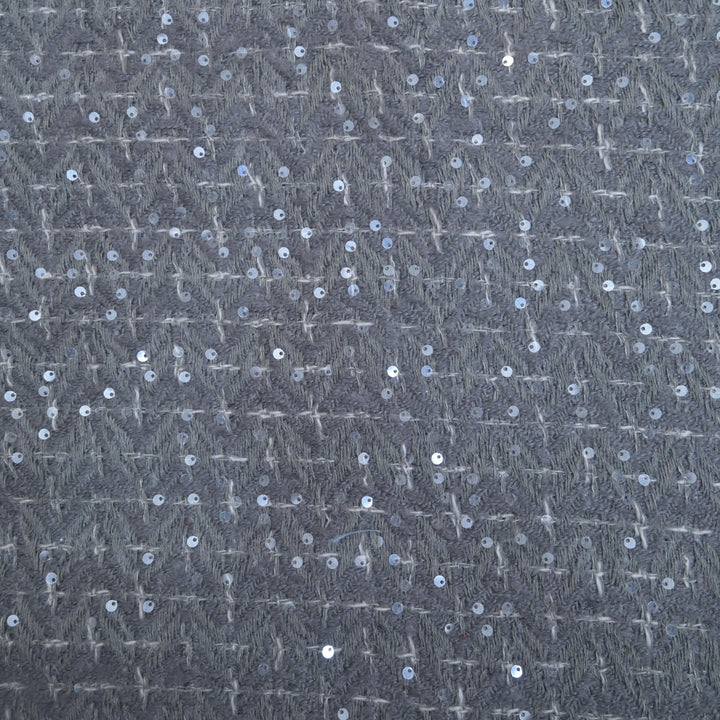 Medium Grey Tweed Fabric with Zari work | 39-50514