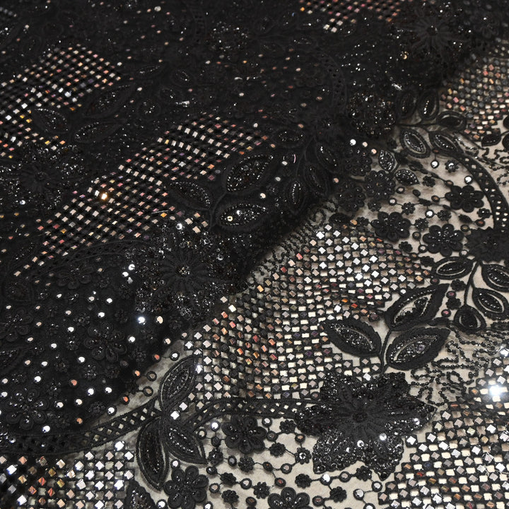 Net Mirror Sequins Embroidery Fabric 54" | Designer Fabrics | EB00477-02