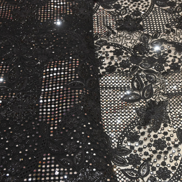 Net Mirror Sequins Embroidery Fabric 54" | Designer Fabrics | EB00477-02